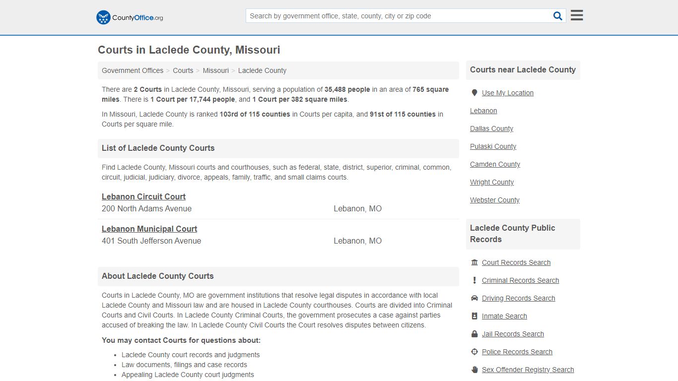 Courts - Laclede County, MO (Court Records & Calendars)